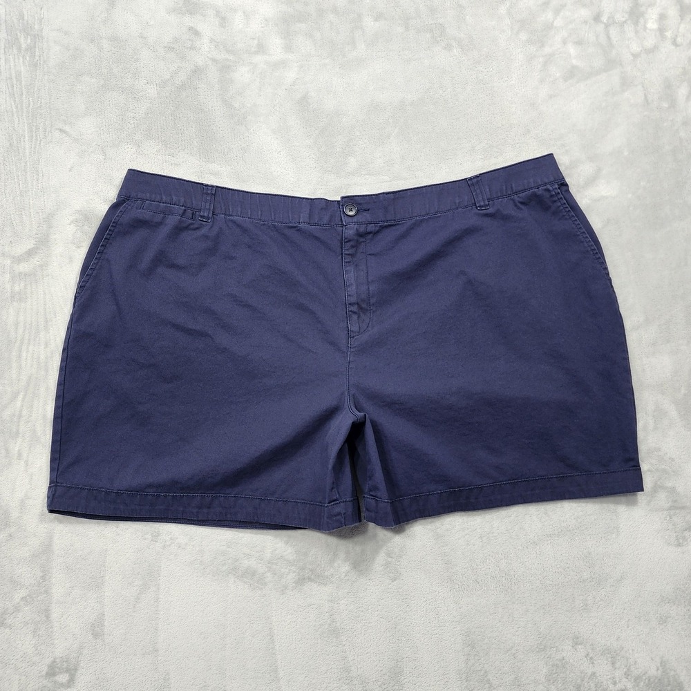 Lane Bryant Shorts Womens 28 Blue Chino Twill Stretch Flat Front Casual Summer